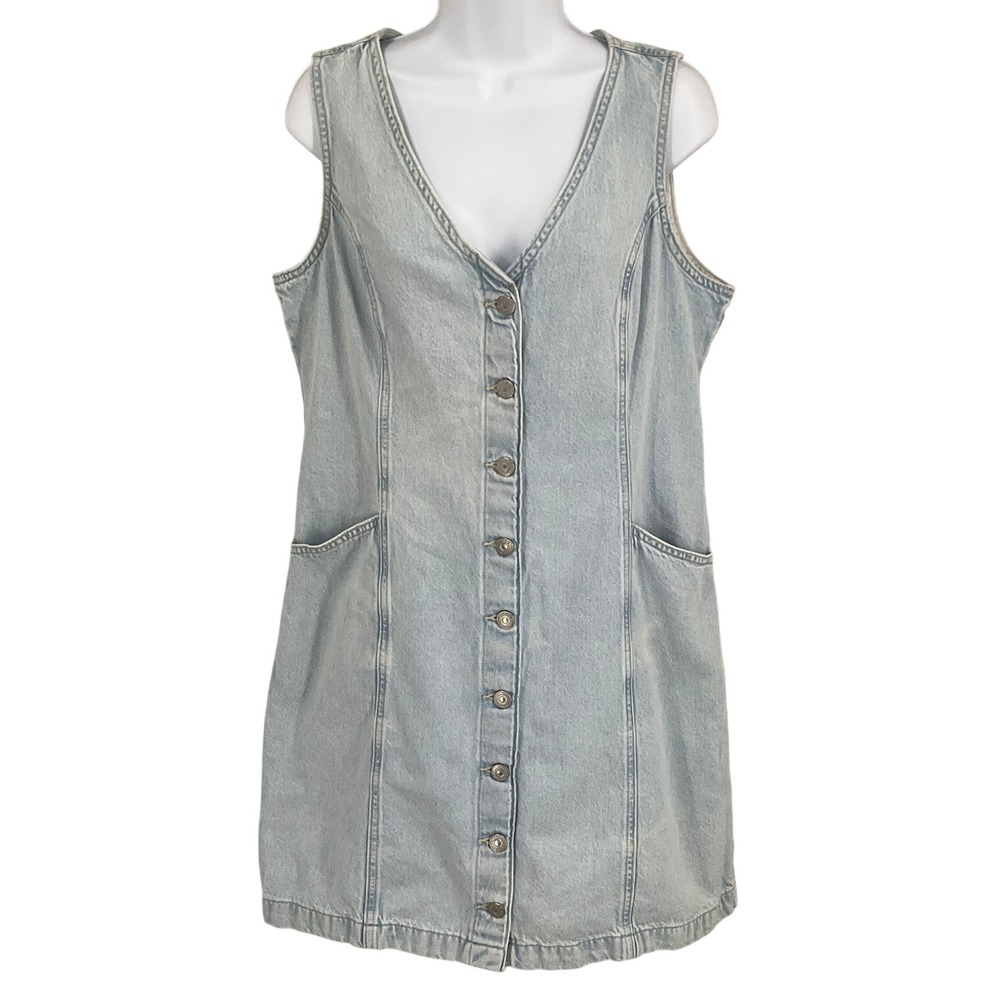 Levi's Denim Vianna Mini Dress Women Size L Light Wash Blue Western Vintage